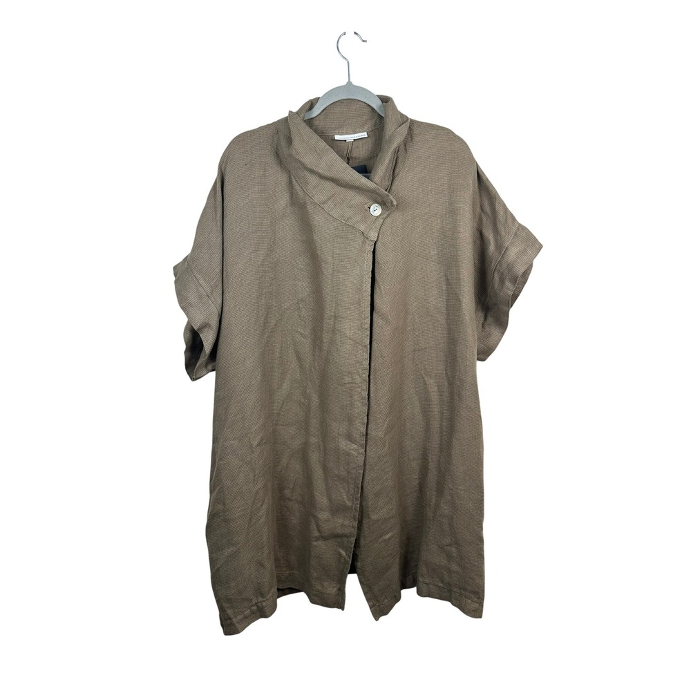 Bryn Walker Gwinn Vest Women XL Brown New Linen Asymmetric Lagenlook 15143